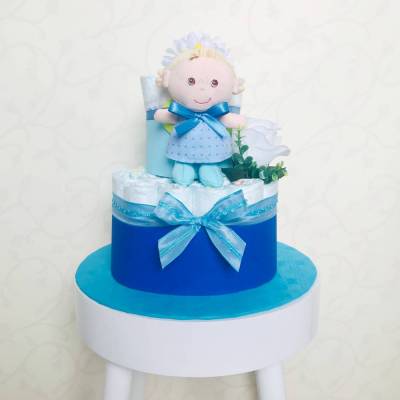 Windeltorte Schutzengelchen blau zur Geburt 