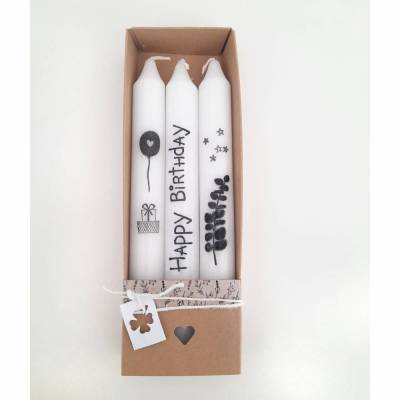 Kerzen zum Geburtstag | Spruch | Happy Birthday | Geschenk | Tischdeko | inklusive Verpackung