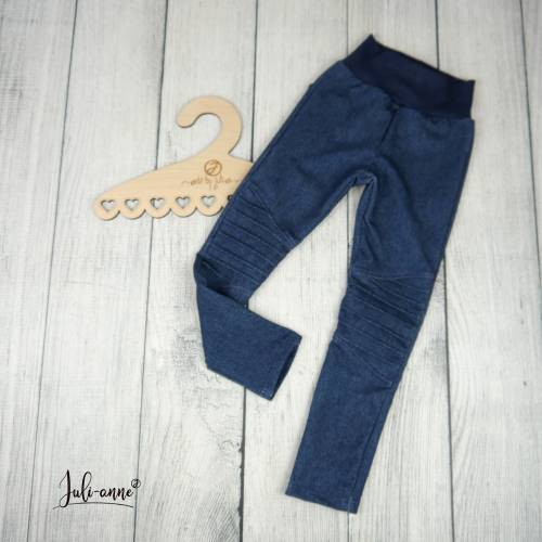 Hose Leggings mit Biesen und Taschen Jeansoptik Dunkelblau 