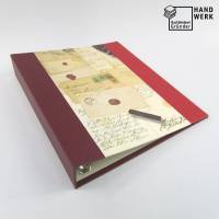 Ordner für DIN A4, dunkel-rot, metallic perle, Brief-Papier