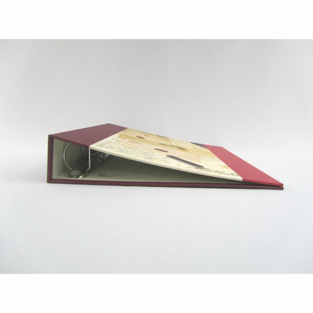 Ordner für DIN A4, dunkel-rot, metallic perle, Brief-Papier Bild 4