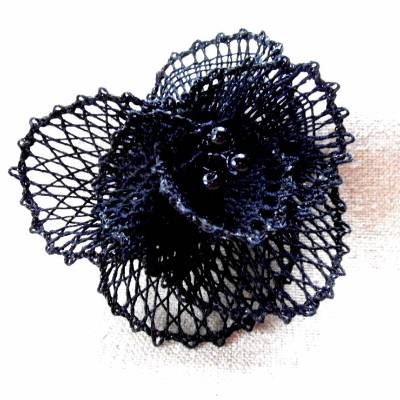 Haarblüte geklöppelt Handarbeit schwarz Gothic Hochzeit Geschenk für sie Steampunk Haarschmuck