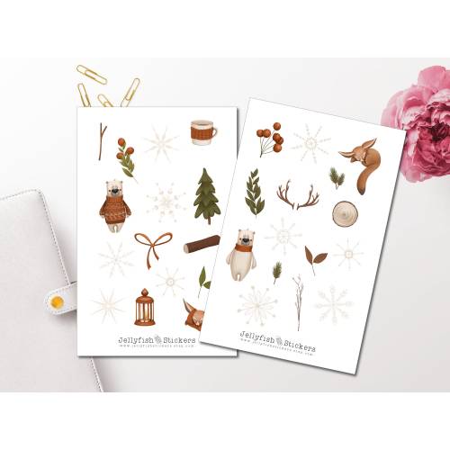 Waldtiere Winter Sticker Set | Süße Aufkleber | Journal Sticker | Tiere Sticker | Planer Sticker | Bullet Journal Sticke