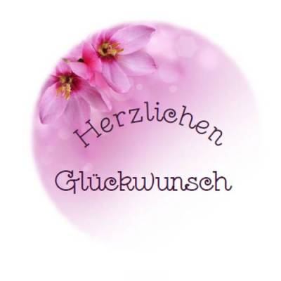 24 Sticker Etiketten Aufkleber, rund D= 4 cm, neu, Herzlichen Glückwunsch