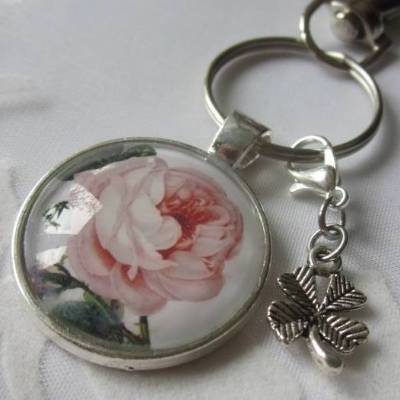 Schlüsselanhänger Rose Cabochon "Suzette" Landhaus Vintage Stil nostalgisch