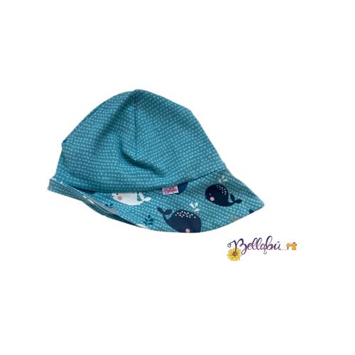 Jersey Sonnenhut "Punkte blau" 39-54cm Kopfumfang