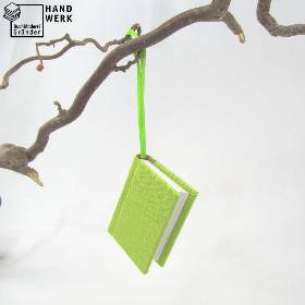 Minibuch Dekoration, kiwi-grün, Mini-Notizbuch, handgefertigt