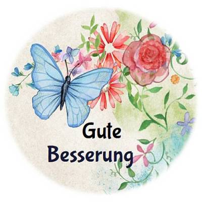24 Sticker Etiketten Aufkleber, rund D= 4 cm, neu, Gute Besserung