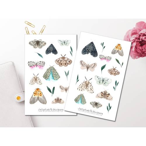 Motten Sticker Set | Aufkleber | Journal Sticker | Blumen Sticker | Planer Sticker bullet journal sticker, Sticker Insek