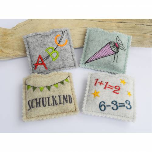 Stickdatei Schulanfang ITH Schokohülle klein 5 Motive mit Mehrfachstickbögen