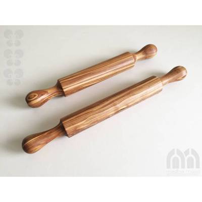 Teigroller mit 2 Griffen, Länge wählbar 35/ 40 cm, Pizzaroller Nudelholz Olivenholz Handarbeit