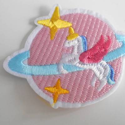 Einhorn Planet Patch zum Aufbügeln – Universum Applikation für Kleidung und Accessoires
