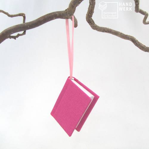 Dekoration Minibuch, pink, Mini-Notizbuch, handgefertigt