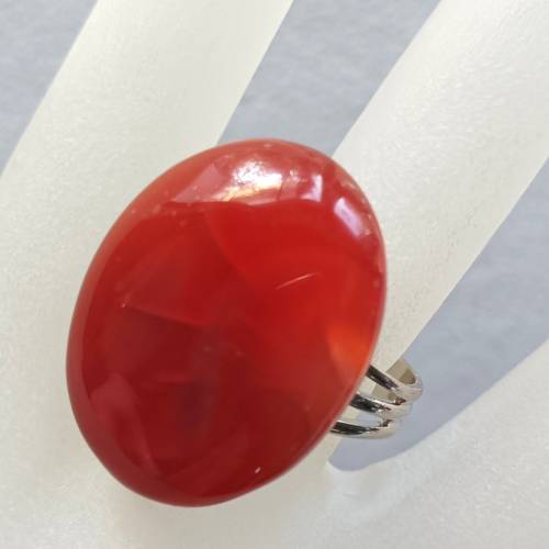 Ring Achat rotbraun 26 x 20 mm großer Stein muggelig oval Edelsteinring verstellbar