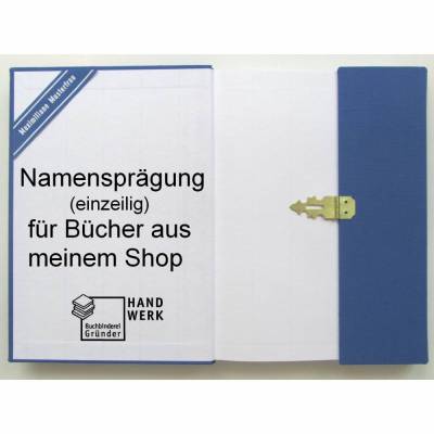 Namensprägung einzeilig, individualisierbar, für Bücher aus meinem Shop