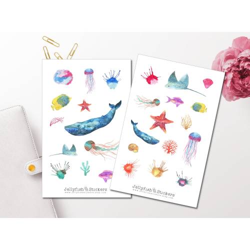 Unterwasserwelt Sticker Set | Aufkleber Tiere | Journal Sticker | Sticker Meer bullet journal sticker Sticker Sheet