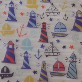maritimer Stoff für Regenjacken Rainy Lighthouse wasserabweisend 50 x 135 cm