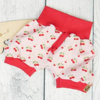 Kurze Pumphose / Sommerhose Mädchen Kirschen Hellrosa Gr. 68/74