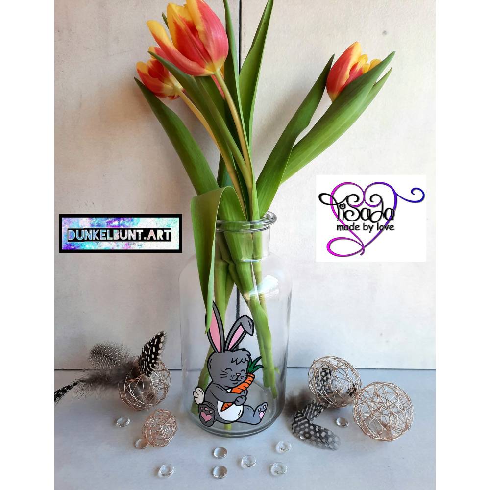 TiSaJa - Set Plotterdatei und Digistamp "Kleiner Hase mit Karotte" SVG DXF PNG Digipapier Sayings Frühling Ostern Bild 2