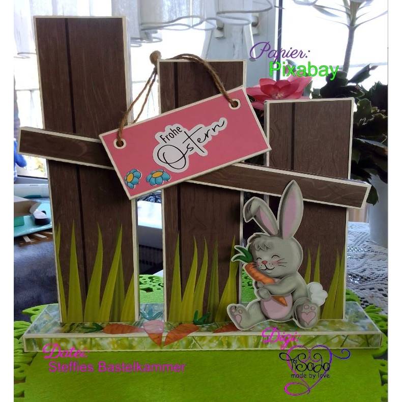 TiSaJa - Set Plotterdatei und Digistamp "Kleiner Hase mit Karotte" SVG DXF PNG Digipapier Sayings Frühling Ostern Bild 4