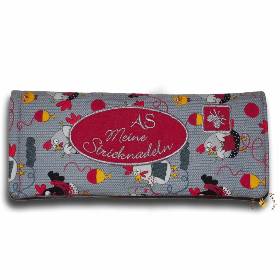Stricknadeltasche 16 Fächer Handarbeitstasche Häkelnadeletui Nadelrolle Stricknadeletui strickende Hühner personalisiert