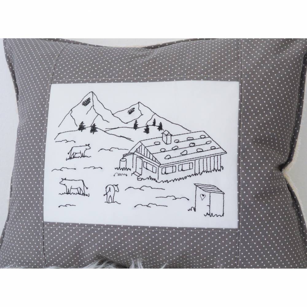 Stickdatei Berge Berg Alm Almwiese Berg Redwork 4 Größen Bild 1