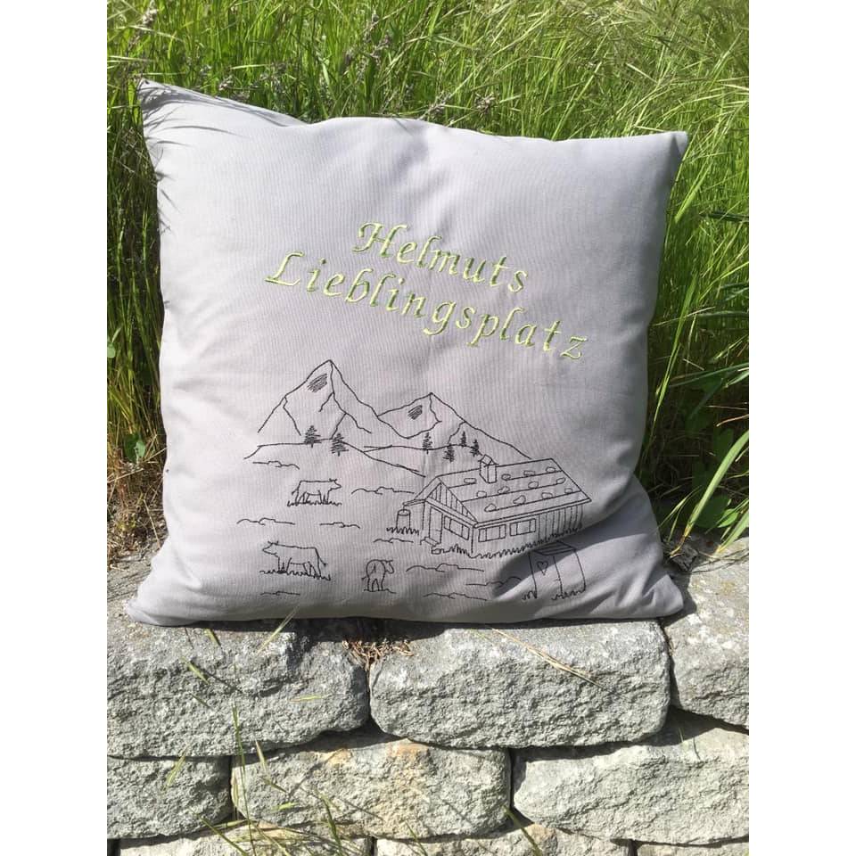 Stickdatei Berge Berg Alm Almwiese Berg Redwork 4 Größen Bild 10