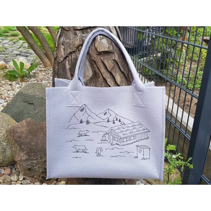 Stickdatei Berge Berg Alm Almwiese Berg Redwork 4 Größen Bild 5