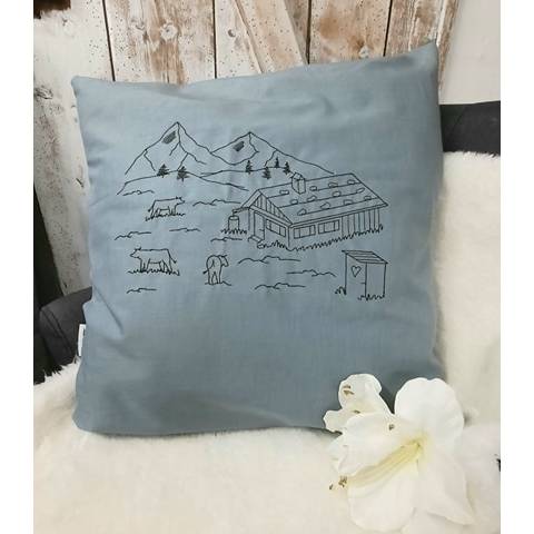 Stickdatei Berge Berg Alm Almwiese Berg Redwork 4 Größen Bild 6