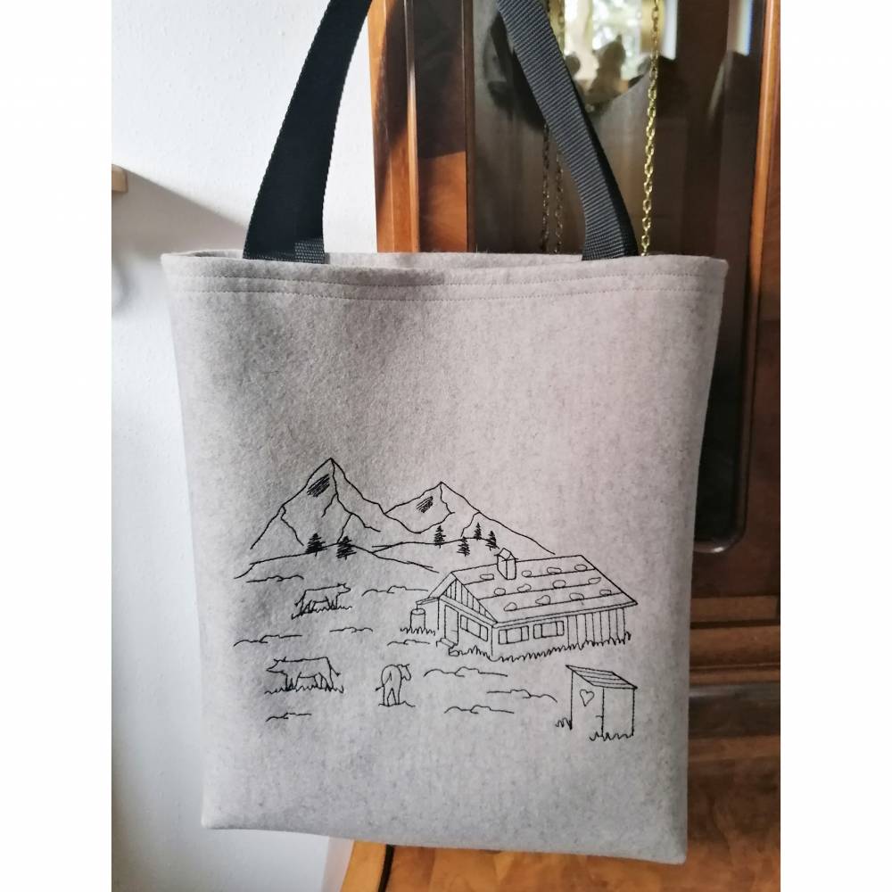 Stickdatei Berge Berg Alm Almwiese Berg Redwork 4 Größen Bild 9
