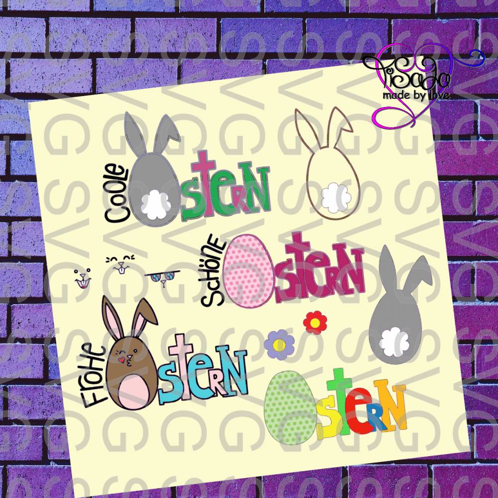 Plotterdatei "Ostern Spruch Variation" SVG, DXF, PNG inkl. Digistamps Bild 1