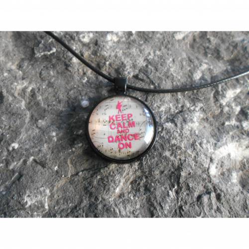 Keep calm and dance on , Tanz,  Cabochon verspielt Lederkette