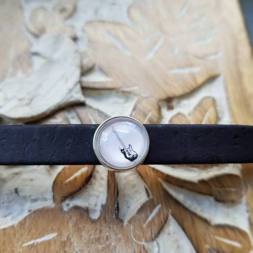 Armband schwarz Kork Perle rockige E Gitarre verstellbar