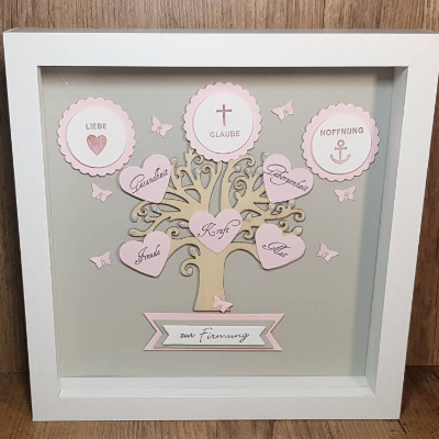 Firmungsgeschenk für Mädchen - Bilderrahmen mit Lebensbaum zur Firmung - originelles Geschenk zur Firmung - Erinnerung