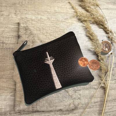 Geldbörse bestickt mit  RHEINTURM / personalisierbares Täschchen Scheckkartentasche Zipperbag