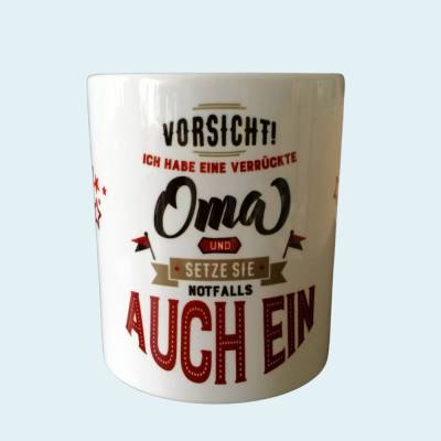 weiße bedruckte Kaffee-Tasse für die liebste Oma der Welt,kreativer Spruch auf Oma`s liebster Tasse,