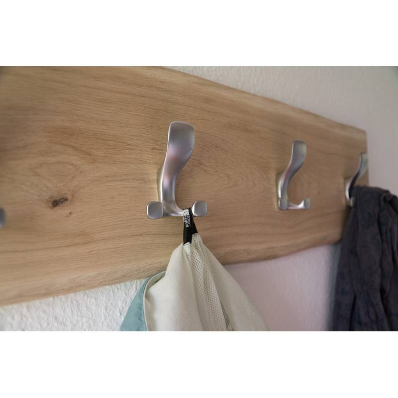 Handarbeit | Garderobe aus Eiche massiv | 3fach Haken Chromfinish