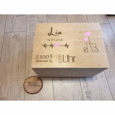 Erinnerungskiste aus Holz natur (Elefant)