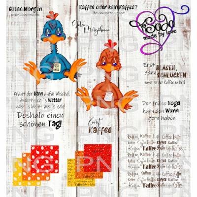 TiSaJa - Set Plotterdatei und ProStamp "Guten Morghahn" SVG PNG Digistamp Digipapier Sayings Kaffee Hahn