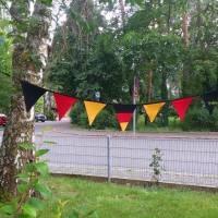 Deutschland Wimpelkette Schwarz Rot Gold – Stoffgirlande für Fußballparty, Garten & Balkon | Handmade