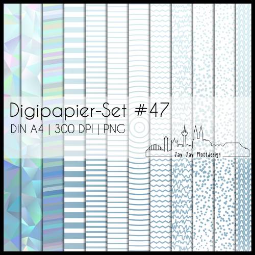 Digipapier Set #47 (wasserblau) abstrakte und geometrische Formen zum ausdrucken, plotten, scrappen, basteln & mehr