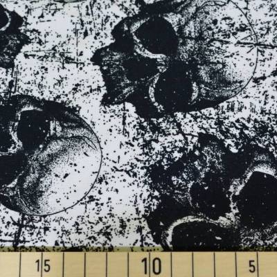 Baumwolljersey Skulls black&white