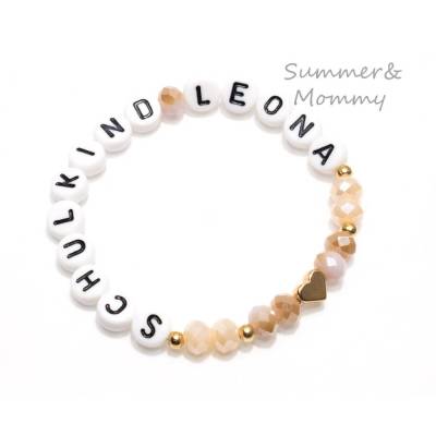 Armband " Schulkind " Einschulung,  Geschenk,  Schultüte, rose-gold,  Wunschname, erster Schultag