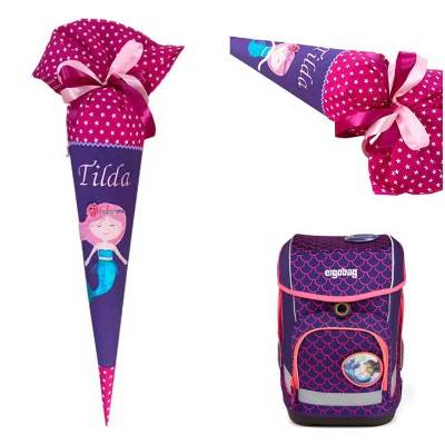 Schultüte Meerjungfrau, Schultüte Stoff, Stoff-Schultüte, Schultüte Mädchen in lila