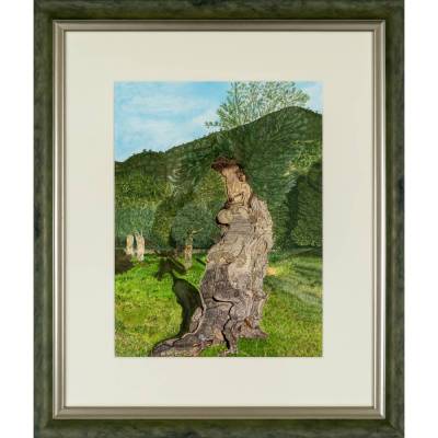 Iberischer Olivenbaum - Original Aquarellmalerei, gerahmtes Unikat