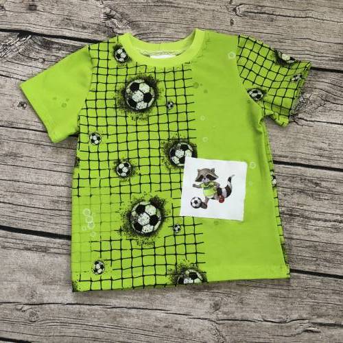 cooles T-shirt gr.74/80 Fußball Waschbär grün