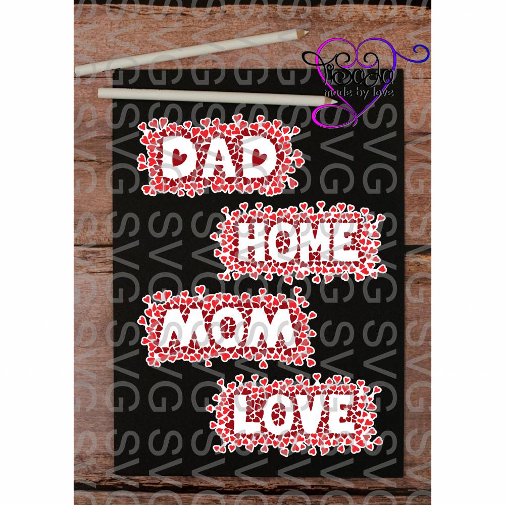 TiSaJa - Set Plotterdatei und Digistamps "Von Herzen" Mom Dad Love Home SVG DXF PNG Bild 2
