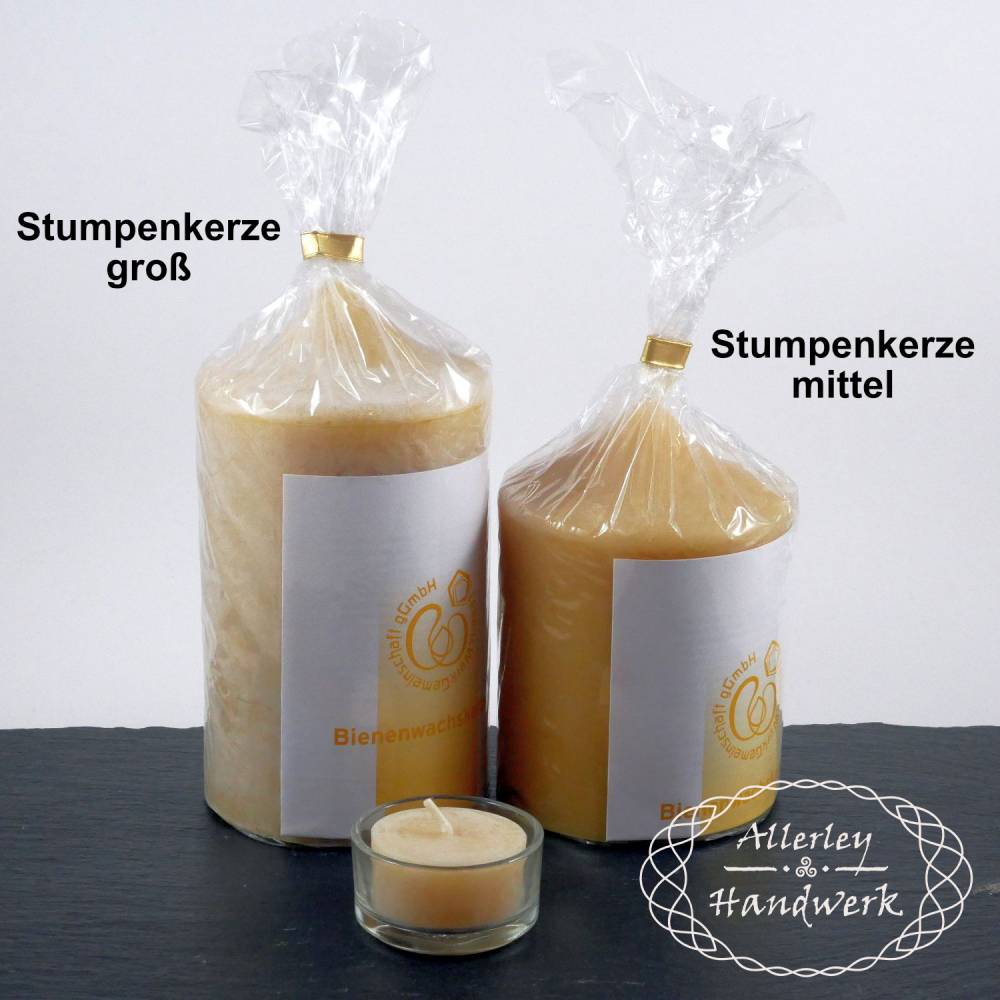 Stumpenkerzen groß ○ 100% Bienenwachs ○ handgegossen ○ 12 x 8 cm