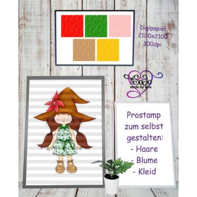 TiSaJa - ProStamp "Wichteline" PNG SVG Frühling Wichtel Digistamp