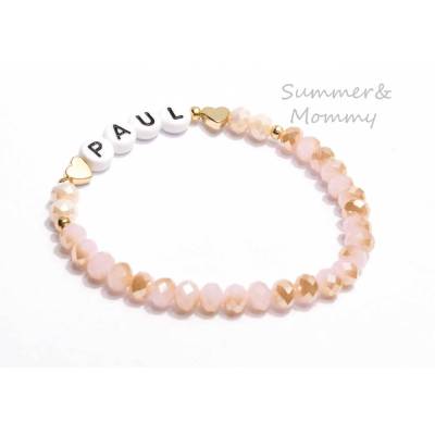 Armband mit Namen personalisiert mit Wunschnamen in gold rosa und rosè gold Herz , Initialienarmband, Namensarmband